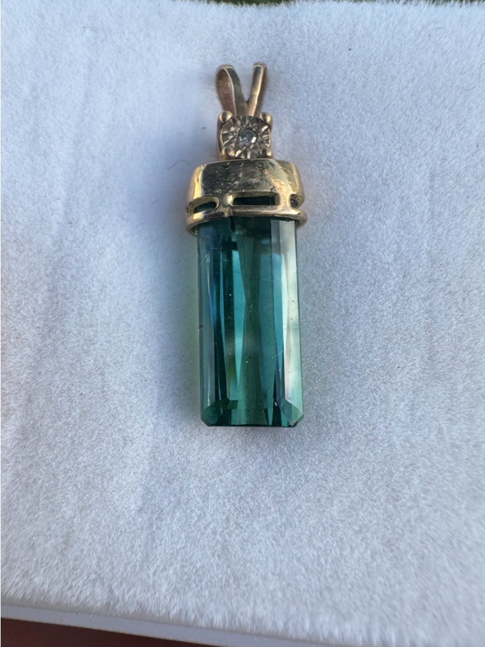 Solid 10k gold RARE Handmade genuine clean tourmaline/diamond pendant high end - Picture 9 of 11